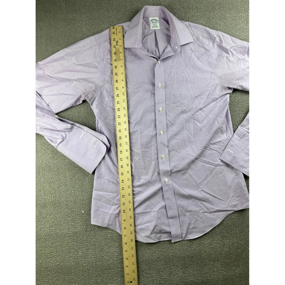 Brooks Brothers Dress Shirt Mens 15.5 35 Regent Purple Supima 100% Cotton‎